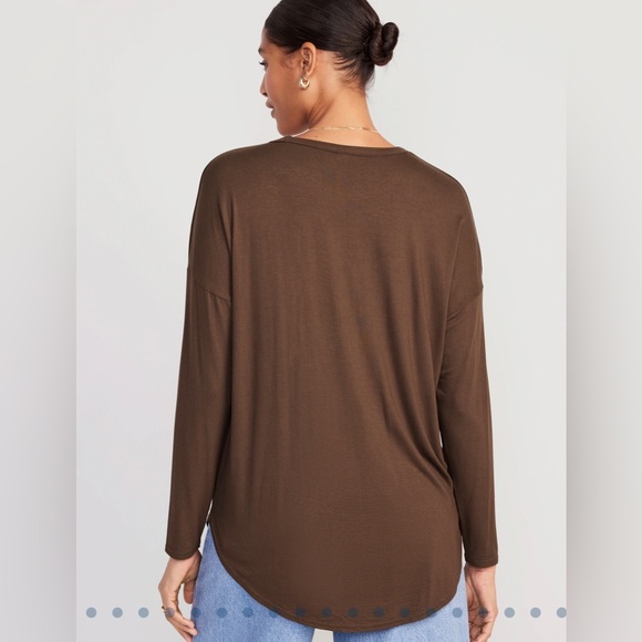 OLD NAVY ~ Rootbeer ~ Luxe Long-Sleeve Tunic T-Shirt (S) - Picture 7 of 7